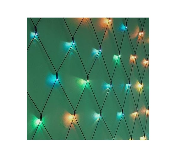 Электрическая гирлянда LED Сноубум сеть 144 лампы, 1.5x1.5м, мультицвет, 8 реж, ПВХ черный, 220В 362-081