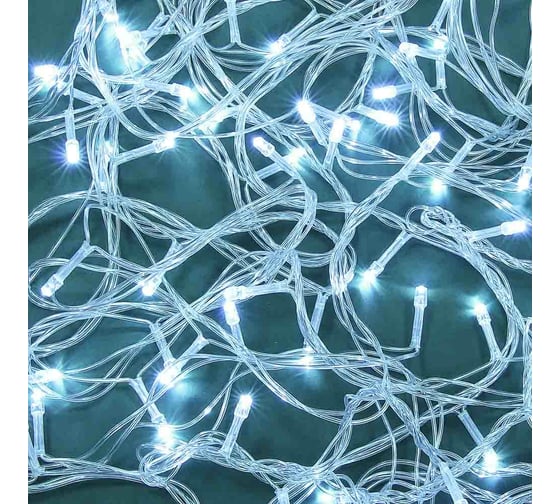 Электрическая гирлянда Сноубум вьюн 10м, 100 LED, белый, постоянное свечение, ПВХ, прозрачный, коннектор, 220В 351-767 1
