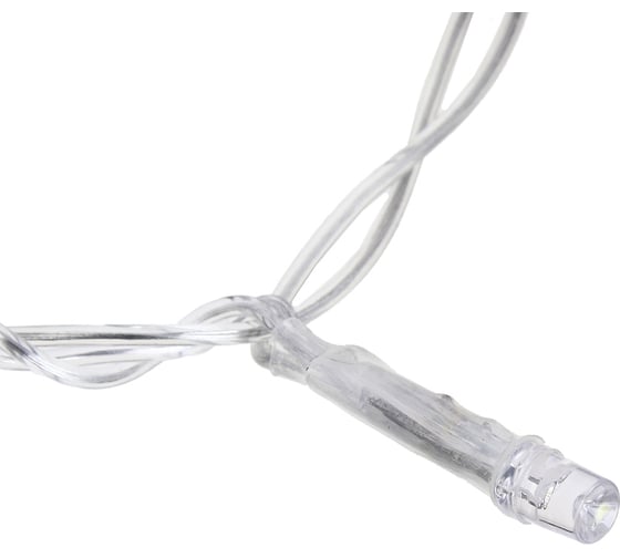 Электрическая гирлянда Сноубум вьюн 10м, 100 LED, белый, постоянное свечение, ПВХ, прозрачный, коннектор, 220В 351-767