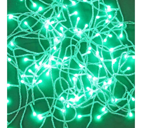 Электрическая гирлянда Сноубум вьюн 10м, 120LED, цветной диод, зеленый, 8 режимов, ПВХ, прозрачный, 220В 384-157
