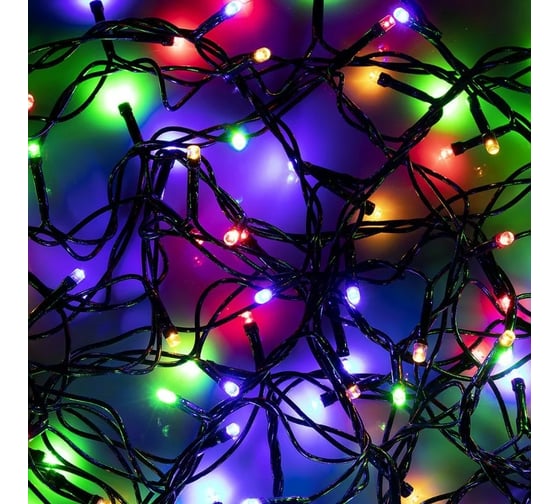 Электрическая гирлянда Сноубум вьюн 10м, 200LED, мультицвет, 8 режимов, ПВХ, черный, коннектор, 220В 351-475