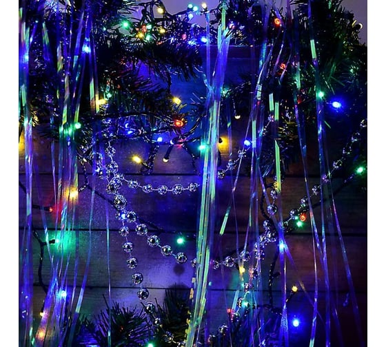 Электрическая гирлянда Сноубум вьюн 20м, 400LED, мультицвет, 8 режимов, ПВХ, черный, коннектор, 220В 351-482