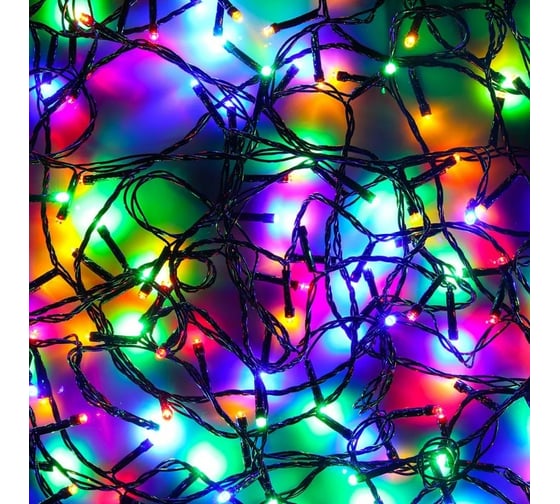 Электрическая гирлянда Сноубум вьюн 5м, 50LED, мультицвет, постоянное свечение, ПВХ, черный, питание 3хАА 384-020