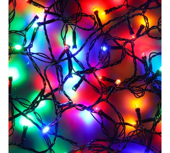 Электрическая гирлянда Сноубум вьюн 9м, 100 LED, мультицвет, 8 режимов, ПВХ, черный, 220В 384-029