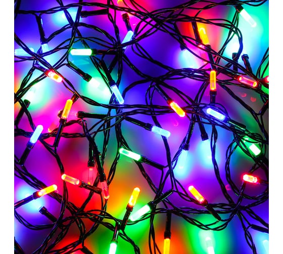 Электрическая гирлянда Сноубум вьюн 9м, 100 LED-призма, яркий мульти, 8 режимов, ПВХ, черный, 220В 384-060