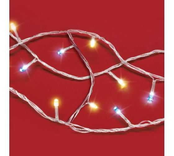 Электрическая гирлянда Сноубум вьюн 9м, 100LED, голубой+шампань, постоянное свечение, ПВХ, прозрачный, 220В 384-102 1