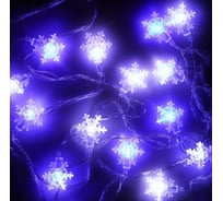 Электрическая гирлянда Сноубум 3м 15LED с насадкой снежинка, BW (бело/синий), авторежим, коннектор 220В 381-144