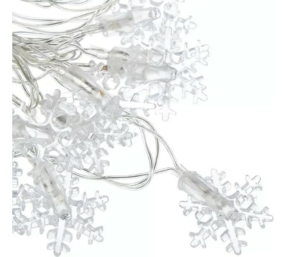 Электрическая гирлянда Сноубум 3м 15LED с насадкой снежинка, BW (бело/синий), авторежим, коннектор 220В 381-144