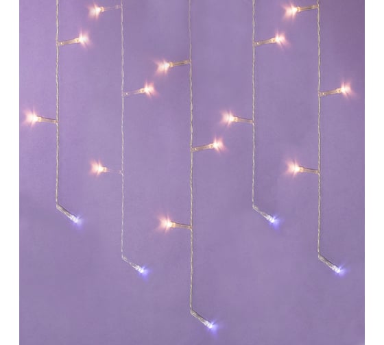 Электрическая гирлянда Сноубум бахрома 2.5x0.3x0.5x0.7м 80LED шампань, постоянное свечение, прозрачный, коннектор 220В 382-027