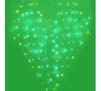 Электрическая гирлянда Сноубум бахрома сердце 1.5x1.5м 124LED голубой+шампань прозрачный, постоянное свечение, 220В 351-623