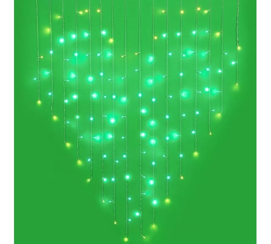 Электрическая гирлянда Сноубум бахрома сердце 1.5x1.5м 124LED голубой+шампань прозрачный, постоянное свечение, 220В 351-623