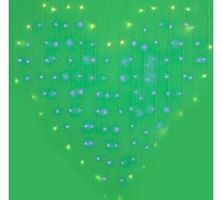 Электрическая гирлянда Сноубум бахрома сердце 1.5x1.5м 124LED пурпур+шампань прозрачный, постоянное свечение, 220В 382-042