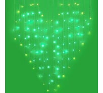 Электрическая гирлянда Сноубум бахрома-сердце 124LED, 2,5x1,5м,16 нитей, шампань, 8 режимов, 220В 382-032