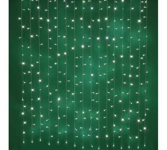 Электрическая гирлянда Сноубум занавес 2x1,5м, 272LED белый, мерцание, ПВХ, прозрачный, коннектор, 220В 351-627