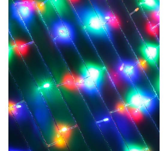 Электрическая гирлянда Сноубум занавес 272LED 2x1 5м мультицвет 8 режимов, прозрачный, коннектор 220В 382-011 1