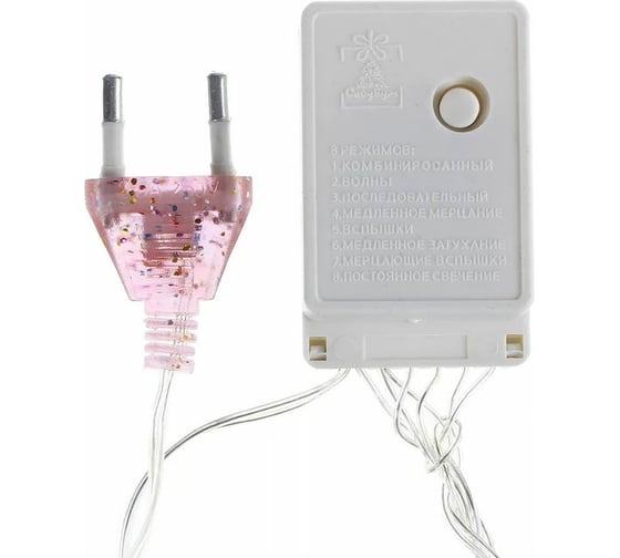 Электрическая гирлянда LED Сноубум сеть, 224LED, 2x2м, мульти, 8 реж, ПВХ прозр., коннектор, 220В 351-496