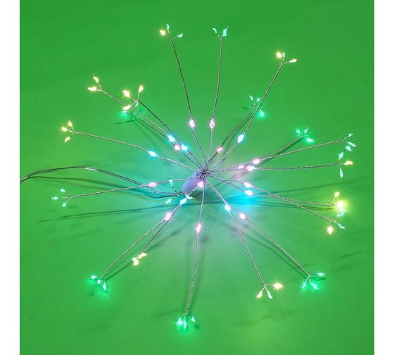 Электрическая гирлянда LED Сноубум Фейерверк Сноп света20 нитей росы 120LEDсин+роз/зел+шамп 8 реж 3хАА НВ 384-086