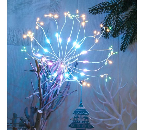 Электрическая гирлянда LED Сноубум Фейерверк Сноп света20 нитей росы 120LEDсин+роз/зел+шамп 8 реж 3хАА НВ 384-086