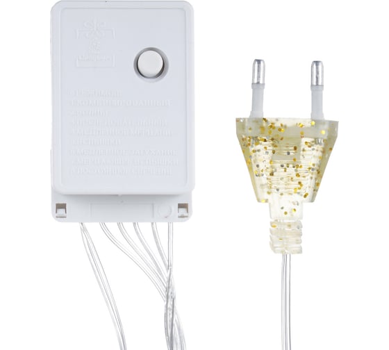 Электрическая гирлянда LED Сноубум сеть водопад 144LED,1.6x1.6м, белый/шампань, 8 реж, ПВХ прозр.,220В 362-106