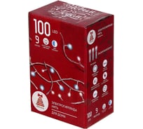 Электрическая гирлянда LED Сноубумектр вьюн 9м 100LED голубой+белый постоянное свечение прозрачный 220В 384-145