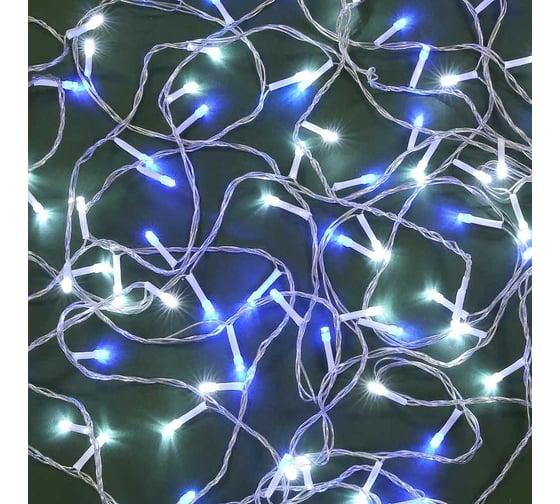 Электрическая гирлянда LED Сноубумектр вьюн 9м 100LED голубой+белый постоянное свечение прозрачный 220В 384-145
