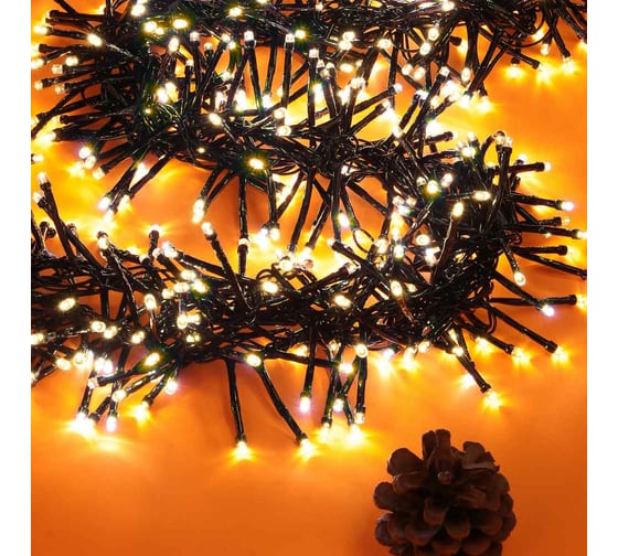 Электрическая гирлянда LED Сноубумектр. мишура 288LED, 3м, шампань, 8 реж, ПВХ.провод, 220В 351-493