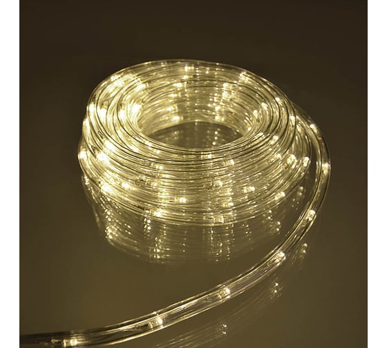 Шнур LED Сноубум 10м, 24LED/m, 2 дорожки, 8 режимов, шампань, 220В 383-016