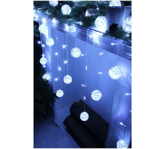 Электрическая гирлянда LED Сноубум бахрома Лунный снежок 2.5x0.3x0.5x0.7м 21нить 105LED белый 220В 382-076
