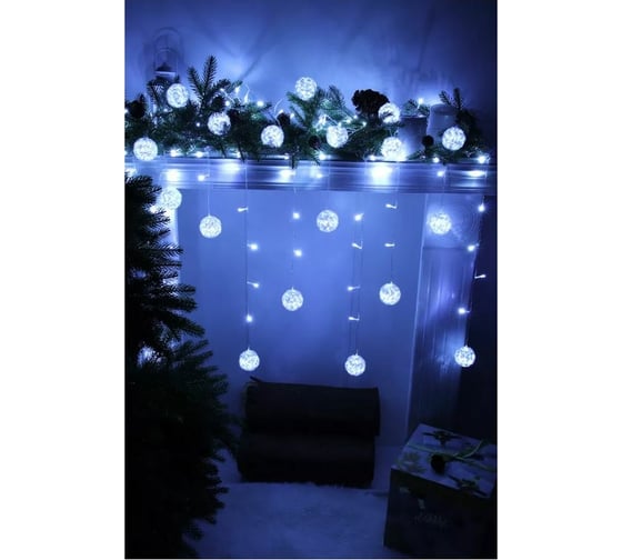 Электрическая гирлянда LED Сноубум бахрома Лунный снежок 2.5x0.3x0.5x0.7м 21нить 105LED белый 220В 382-076
