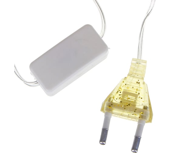 Электрическая гирлянда LED Сноубум занавес 1.5x1.5м 150LED шампань 10 нитей пост свеч прозр 220В 382-078