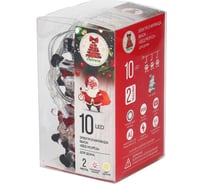 Электрическая гирлянда Сноубум с насадками Дед Мороз, 2м, 10LED, шампань, пост.свеч., ПВХ прозр., 2хАА 381-417