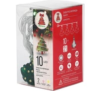 Электрическая гирлянда LED Сноубум с насадками Зеленая елка 2м 10LED шампань пост свеч прозр 2хАА 381-419