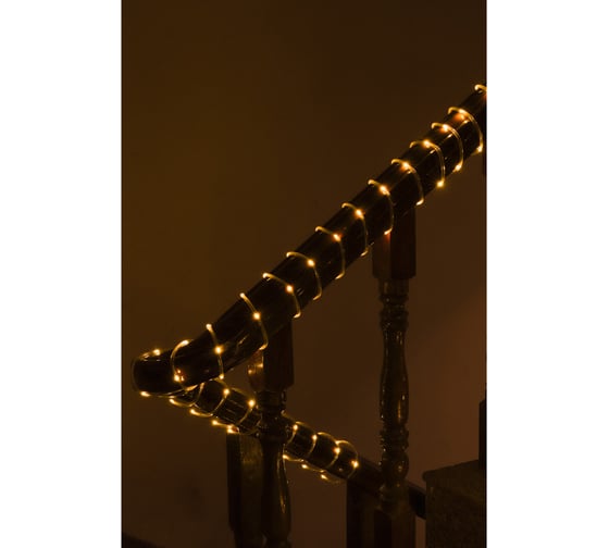 Электрическая гирлянда шнур Сноубум 10м, 100LED, шампань, пост.свеч., ПВХ прозр., d5мм, IP65, 220В 351-775