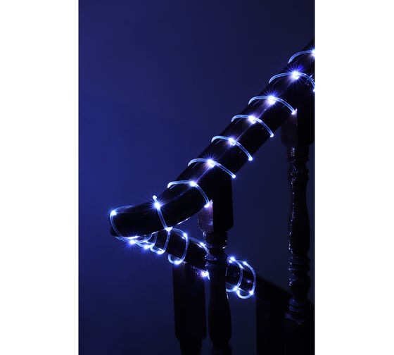 Электрическая гирлянда шнур Сноубум 5м, 50LED, белый, пост.свеч., ПВХ прозр., d5мм, IP65, 220В 351-774