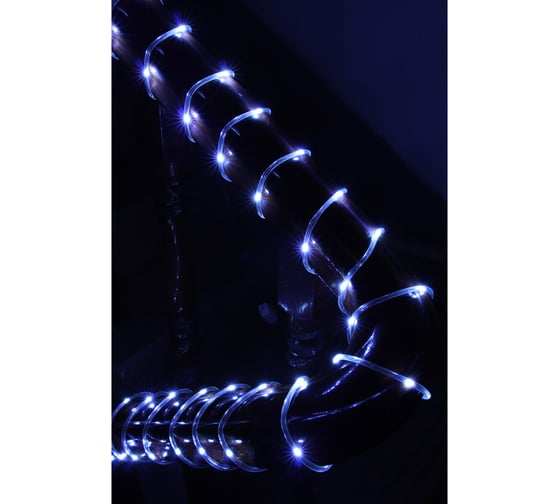 Электрическая гирлянда шнур Сноубум 5м, 50LED, белый, пост.свеч., ПВХ прозр., d5мм, IP65, 220В 351-774