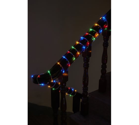 Электрическая гирлянда шнур Сноубум 10м, 100LED, мульти, пост.свеч., ПВХ прозр., d5мм, IP65, 220В 351-776