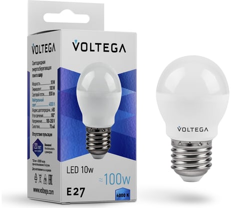 Светодиодная лампа VOLTEGA Simple Candle 10W 4000 E27 8456