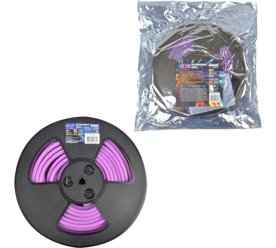 Светодиодная лента Uniel NEON ULS-N11-2835-120LED/m-8mm-IP67-DC24V-10W/m-15M-PURPLE UL-00009103