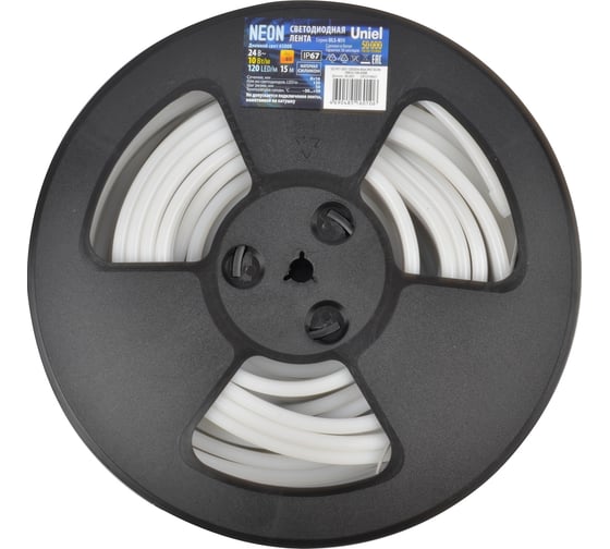 Светодиодная лента Uniel NEON ULS-N11-2835-120LED/m-8mm-IP67-DC24V-10W/m-15M-6500K UL-00009098