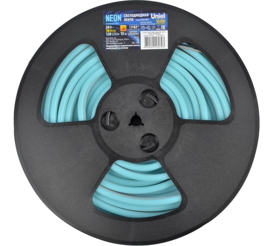 Светодиодная лента Uniel NEON ULS-N11-2835-120LED/m-8mm-IP67-DC24V-10W/m-15M-LIGHTBLUE UL-00009105