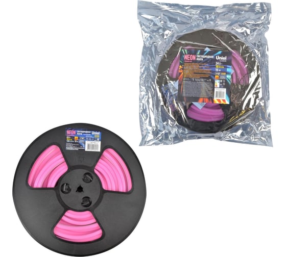 Светодиодная лента Uniel NEON ULS-N11-2835-120LED/m-8mm-IP67-DC24V-10W/m-15M-PINK UL-00009104