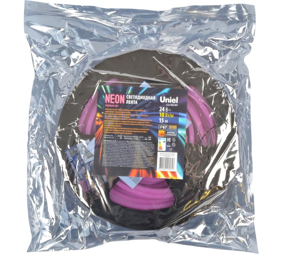 Светодиодная лента Uniel NEON ULS-N11-2835-120LED/m-8mm-IP67-DC24V-10W/m-15M-PINK UL-00009104