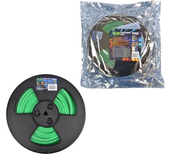 Светодиодная лента Uniel NEON ULS-N11-2835-120LED/m-8mm-IP67-DC24V-10W/m-15M-GREEN UL-00009100