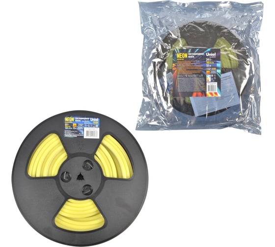Светодиодная лента Uniel NEON ULS-N11-2835-120LED/m-8mm-IP67-DC24V-10W/m-15M-YELLOW UL-00009102