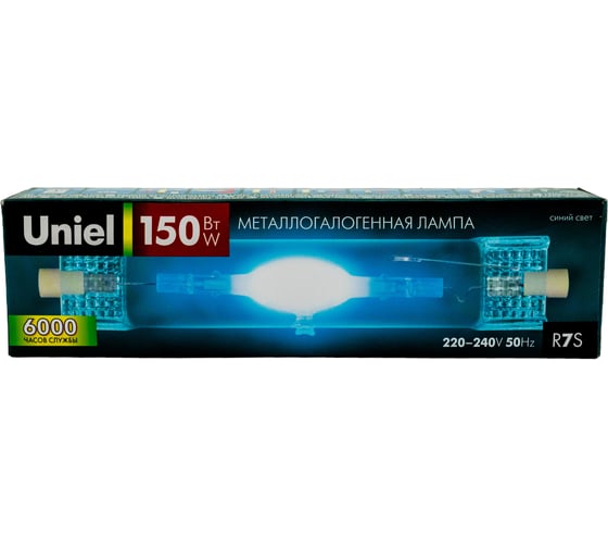 Металлогалогенная линейная лампа Uniel MH-DE-150/BLUE/R7s картон 04850