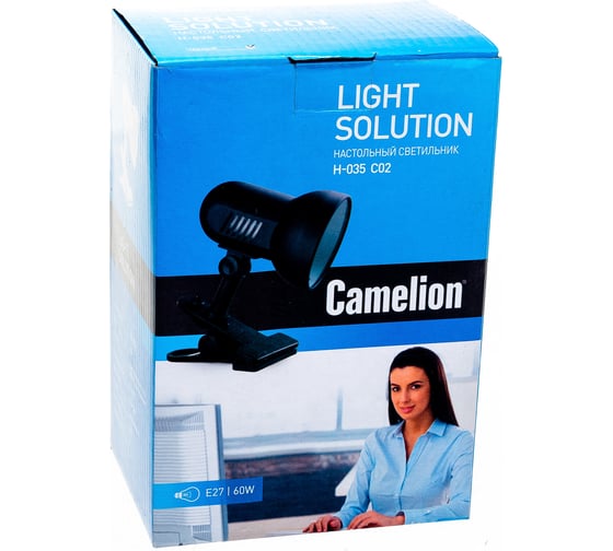 Светильник-прищепка настольный Camelion H-035 7197 черный, метал., 220В, 40Вт 7197