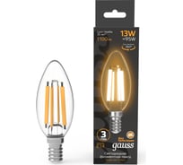 Лампа Gauss Filament Свеча 13W 1100lm 2700К Е14 LED 1/10/50 103801113