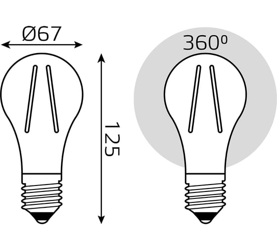 Лампа Gauss Filament А70 26W 2700lm 4100К Е27 LED 1/10/40 102902226