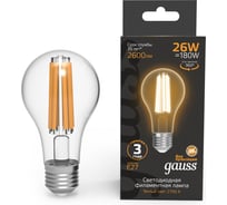 Лампа Gauss Filament А70 26W 2600lm 2700К Е27 LED 1/10/40 102902126