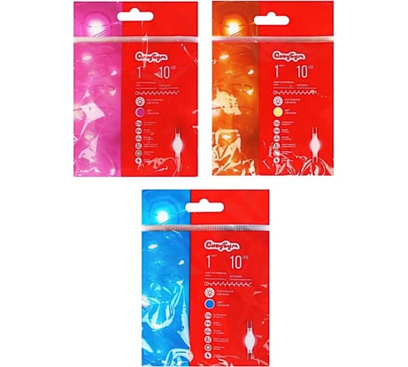 Электрическая гирлянда LED Сноубум нитка росы 1м, 10 LED, мятный, фиолетовый, шампань, питание 2xCR2032 351-692